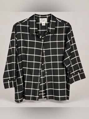 Black Windowpane Button-Up Shirt